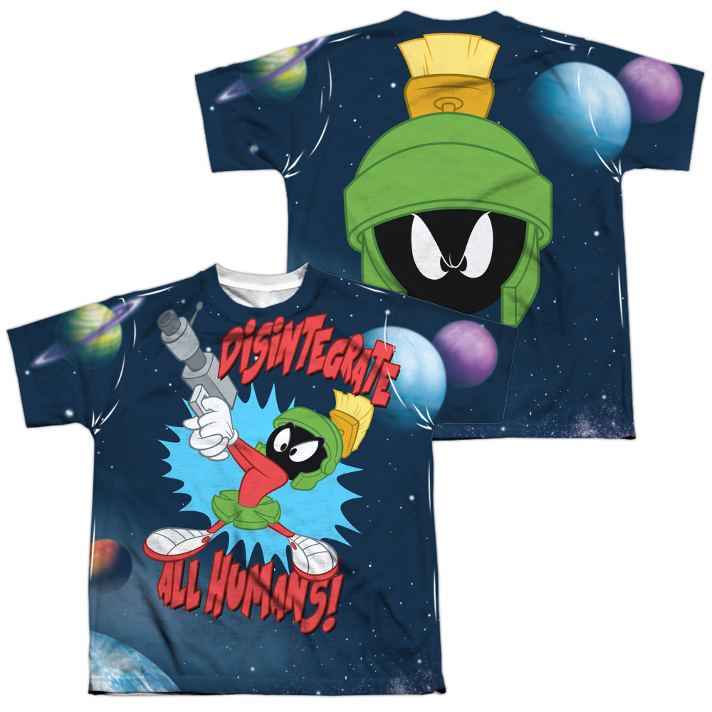 LT209FB-YTPP-4 Looney Tunes Disintergrate Front & Back Print Youth Short Sleeve T-Shirt, White - Extra Large