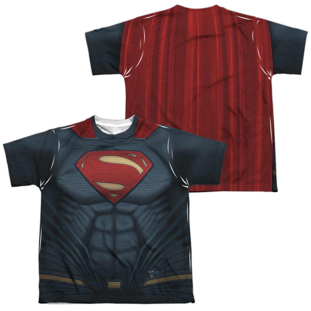 BVS163FB-YTPP-4 Batman vs Superman Uniform Front & Back Print Youth Short Sleeve T-Shirt, White - Extra Large