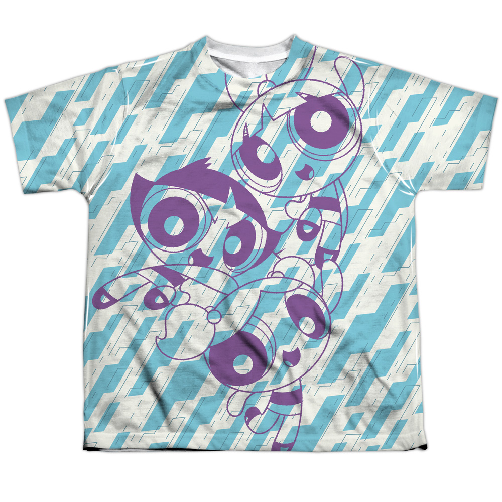 CN638-YTPP-4 Powerpuff Girls Purple Pattern Youth Short Sleeve T-Shirt, White - Extra Large