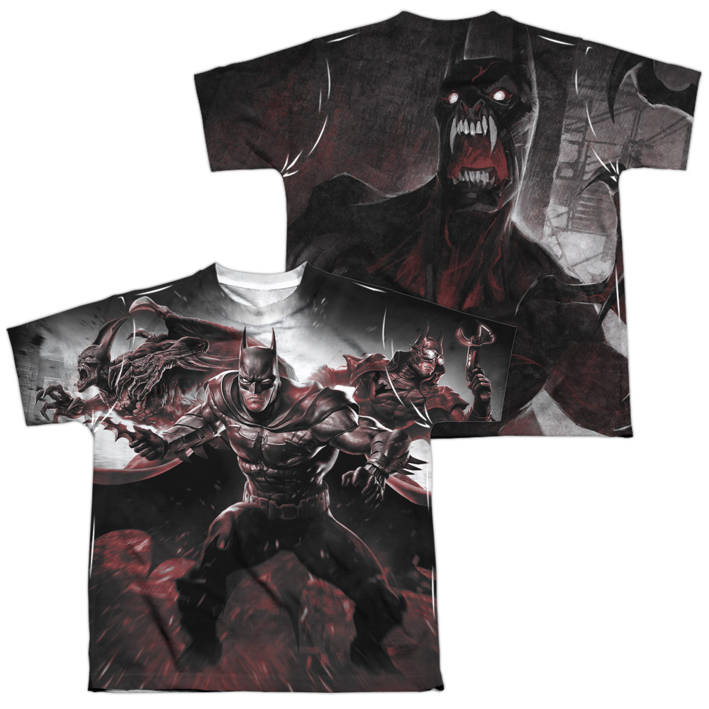 INCR109FB-YTPP-4 Infinite Crisis IC Batman Front & Back Print Youth Short Sleeve T-Shirt, White - Extra Large