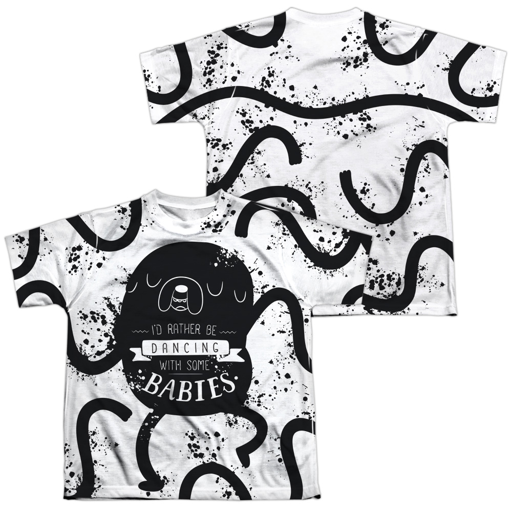 CN574FB-YTPP-4 Adventure Time Dancing with Babies Front & Back Print Youth Short Sleeve T-Shirt, White - Extra Large