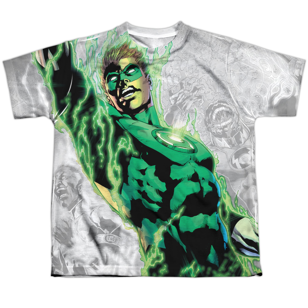 GL366-YTPP-4 Green Lantern Light Em Up Youth Short Sleeve T-Shirt, White - Extra Large