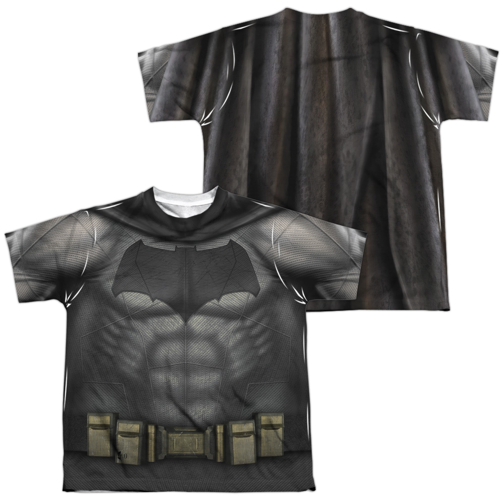 BVS162FB-YTPP-4 Batman vs Superman Batman Uniform Front & Back Print Youth Short Sleeve T-Shirt, White - Extra Large