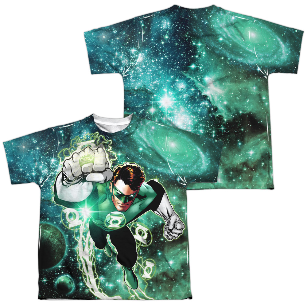 GL365FB-YTPP-4 Green Lantern Galactic Hal Front & Back Print Youth Short Sleeve T-Shirt, White - Extra Large
