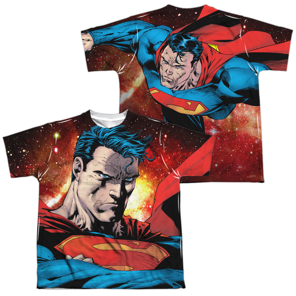 SM2324FB-YTPP-4 Superman Determination Front & Back Print Youth Short Sleeve T-Shirt, White - Extra Large