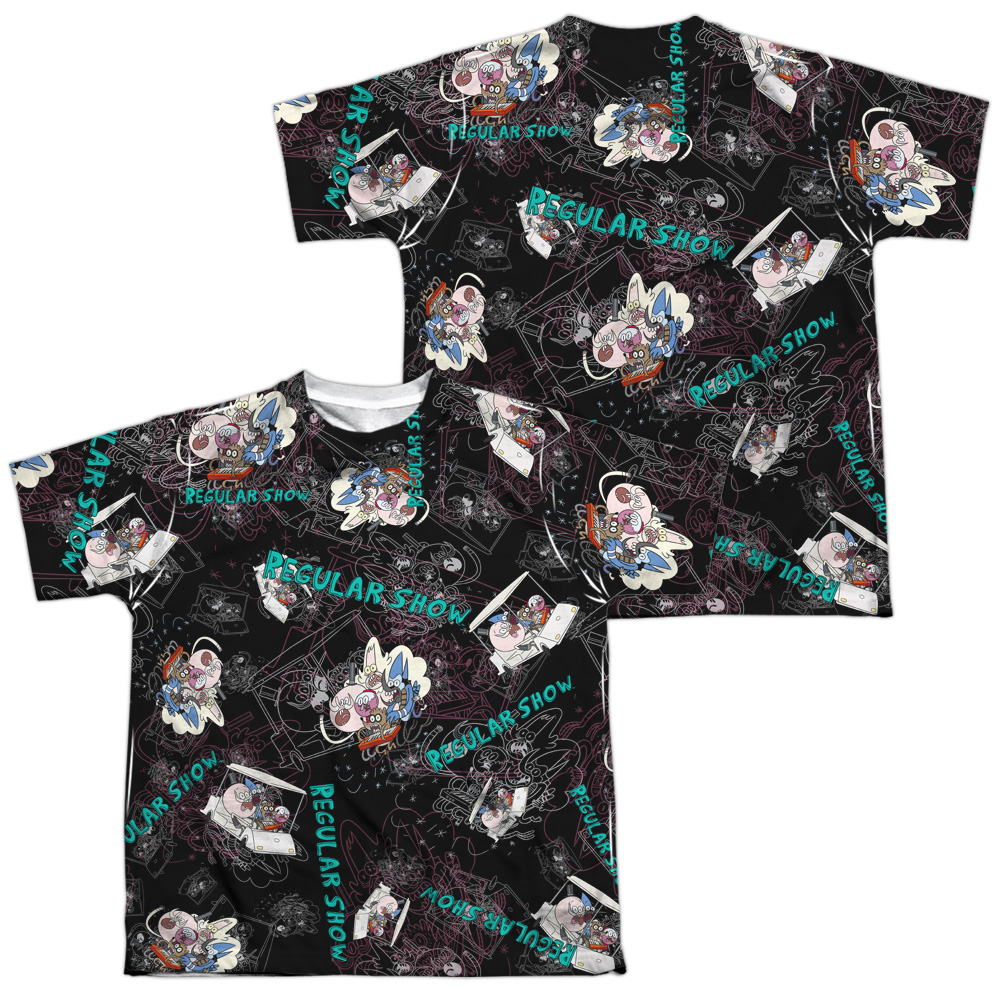 CN341FB-YTPP-4 Regular Show Golf Cart Ride Front & Back Print Youth Short Sleeve T-Shirt, White - Extra Large
