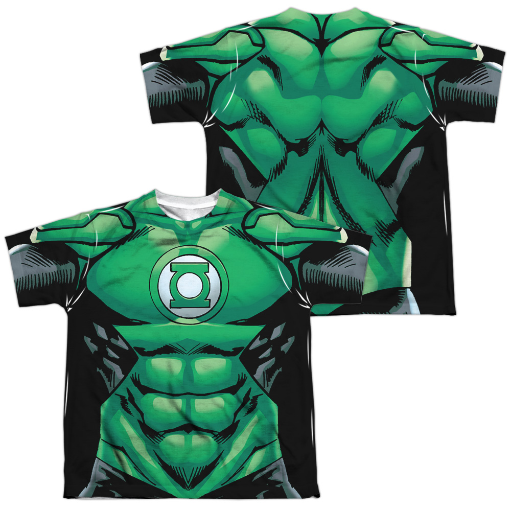 GL376FB-YTPP-4 Green Lantern Uniform Front & Back Print Youth Short Sleeve T-Shirt, White - Extra Large