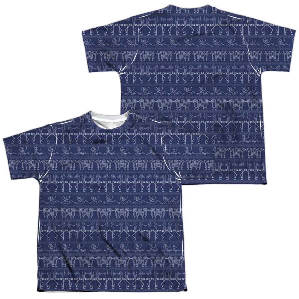 CN429FB-YTPP-4 Regular Show Rs Pattern Front & Back Print Youth Short Sleeve T-Shirt, White - Extra Large