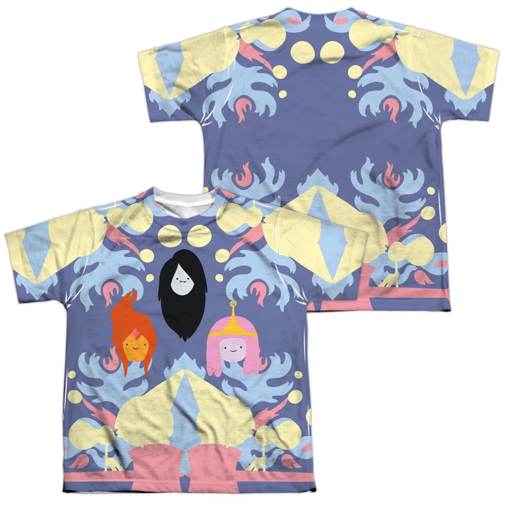 CN433FB-YTPP-4 Adventure Time PB, FP & Marceline Front & Back Print Youth Short Sleeve T-Shirt, White - Extra Large