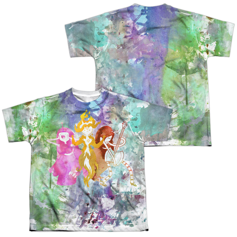 CN434FB-YTPP-4 Adventure Time Three Ladies Front & Back Print Youth Short Sleeve T-Shirt, White - Extra Large