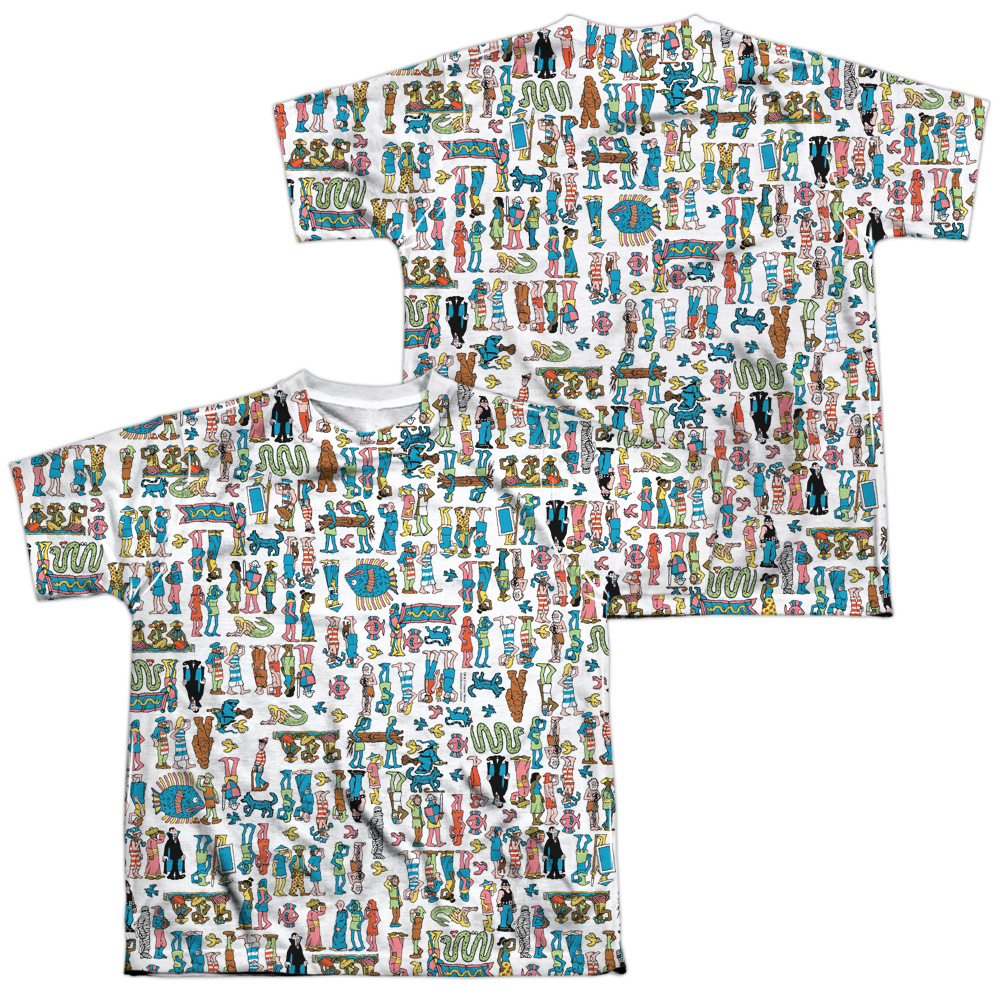 DRM357FB-YTPP-4 Wheres Waldo Figures Front & Back Print Youth Short Sleeve T-Shirt, White - Extra Large