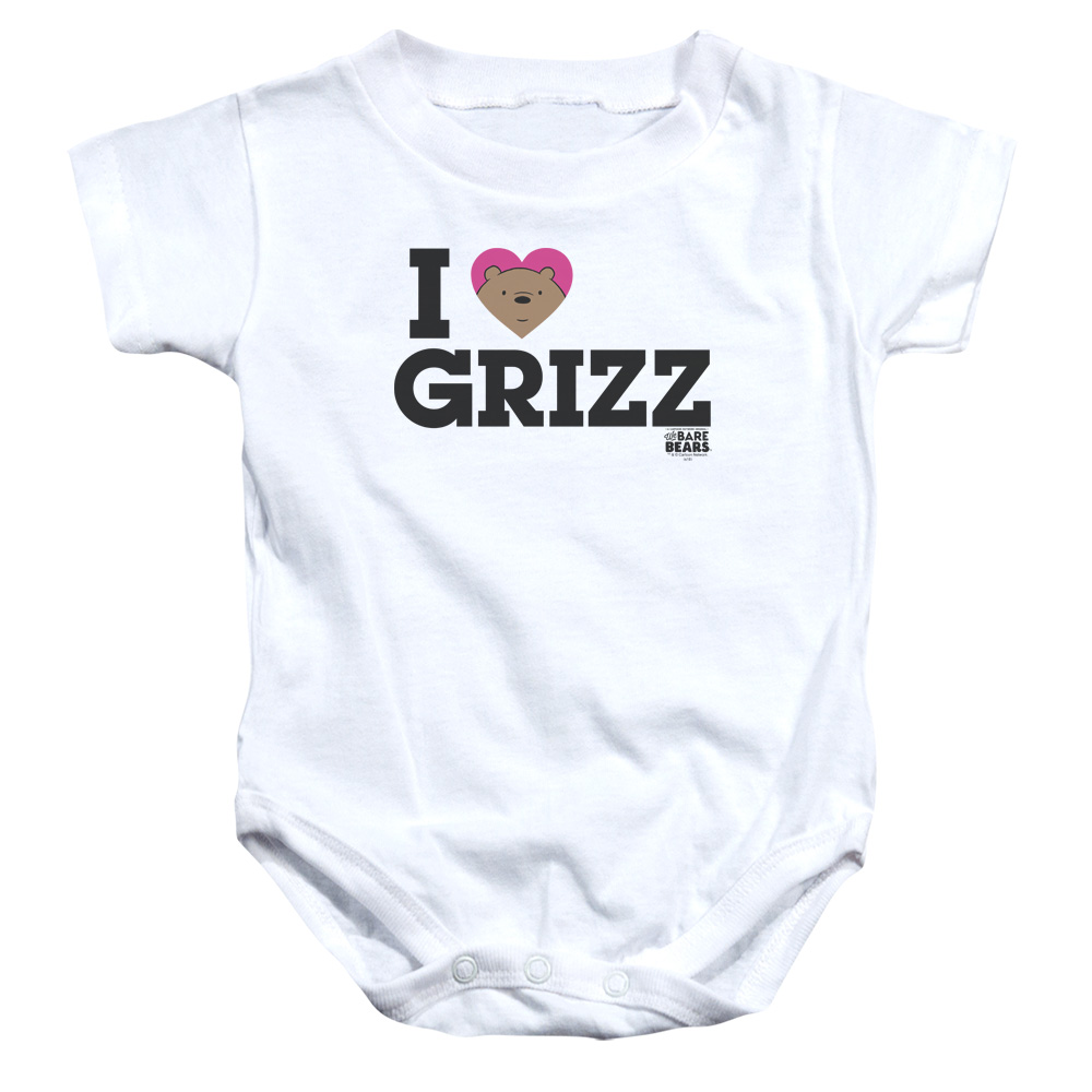CN541-SS-2 We Bare Bears Heart Grizz Infant Snapsuit, White - Medium - 12 Month