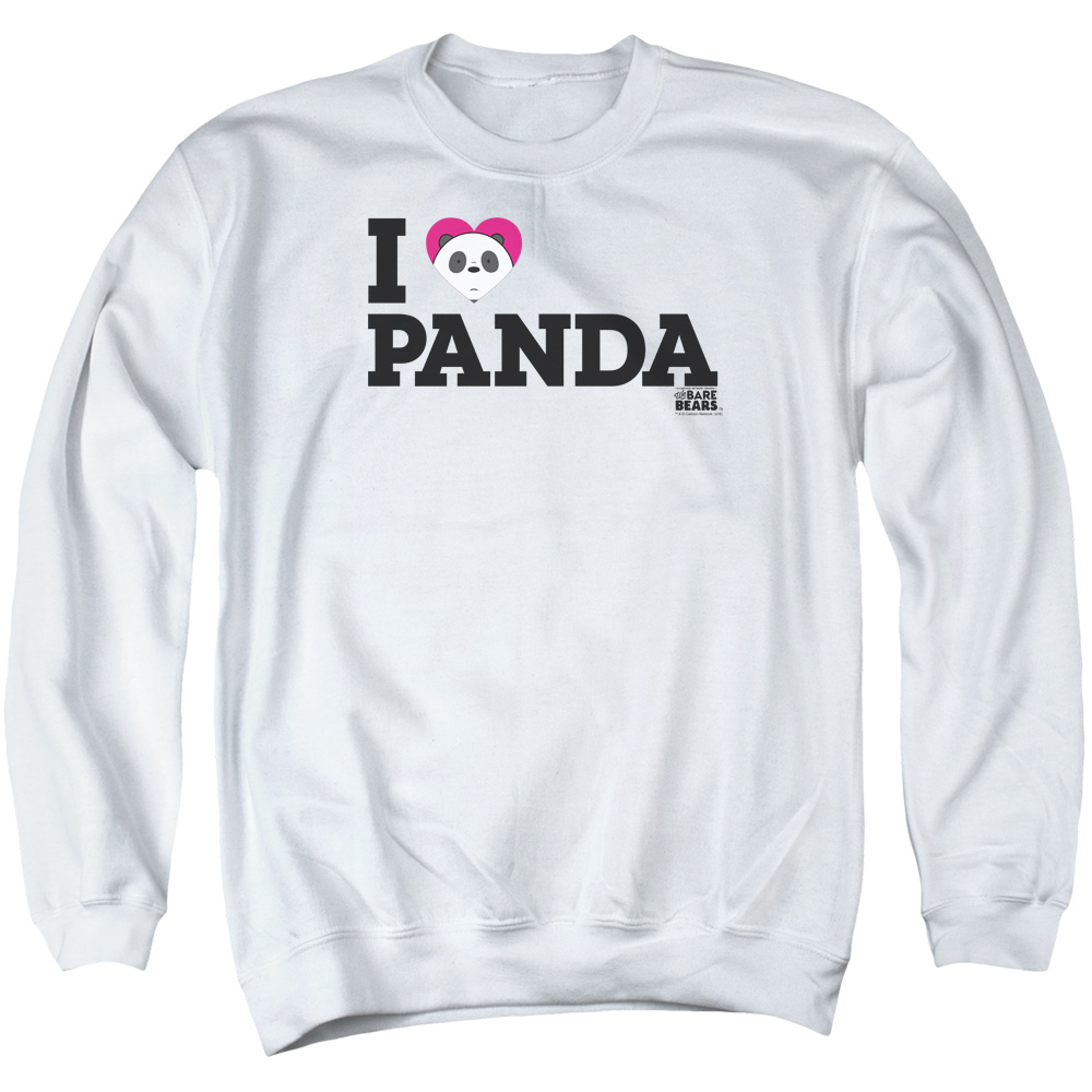 CN543-AS-2 We Bare Bears Heart Panda Adult Crewneck Sweatshirt, White - Medium