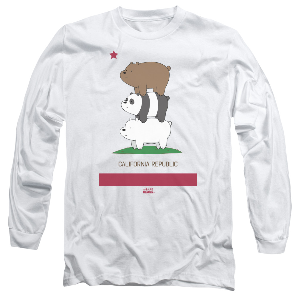 CN527-AL-2 We Bare Bears Cali Stack Adult Long Sleeve T-Shirt, White - Medium