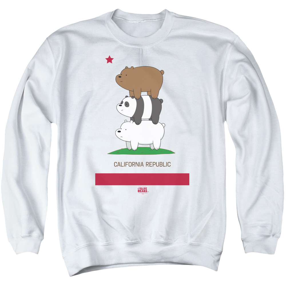 CN527-AS-6 We Bare Bears Cali Stack Adult Crewneck Sweatshirt, White - 3X