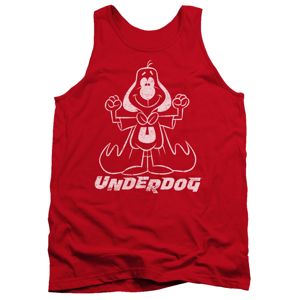 DRM107B-TK-2 Underdog Outline Under Adult Tank Top, Red - Medium