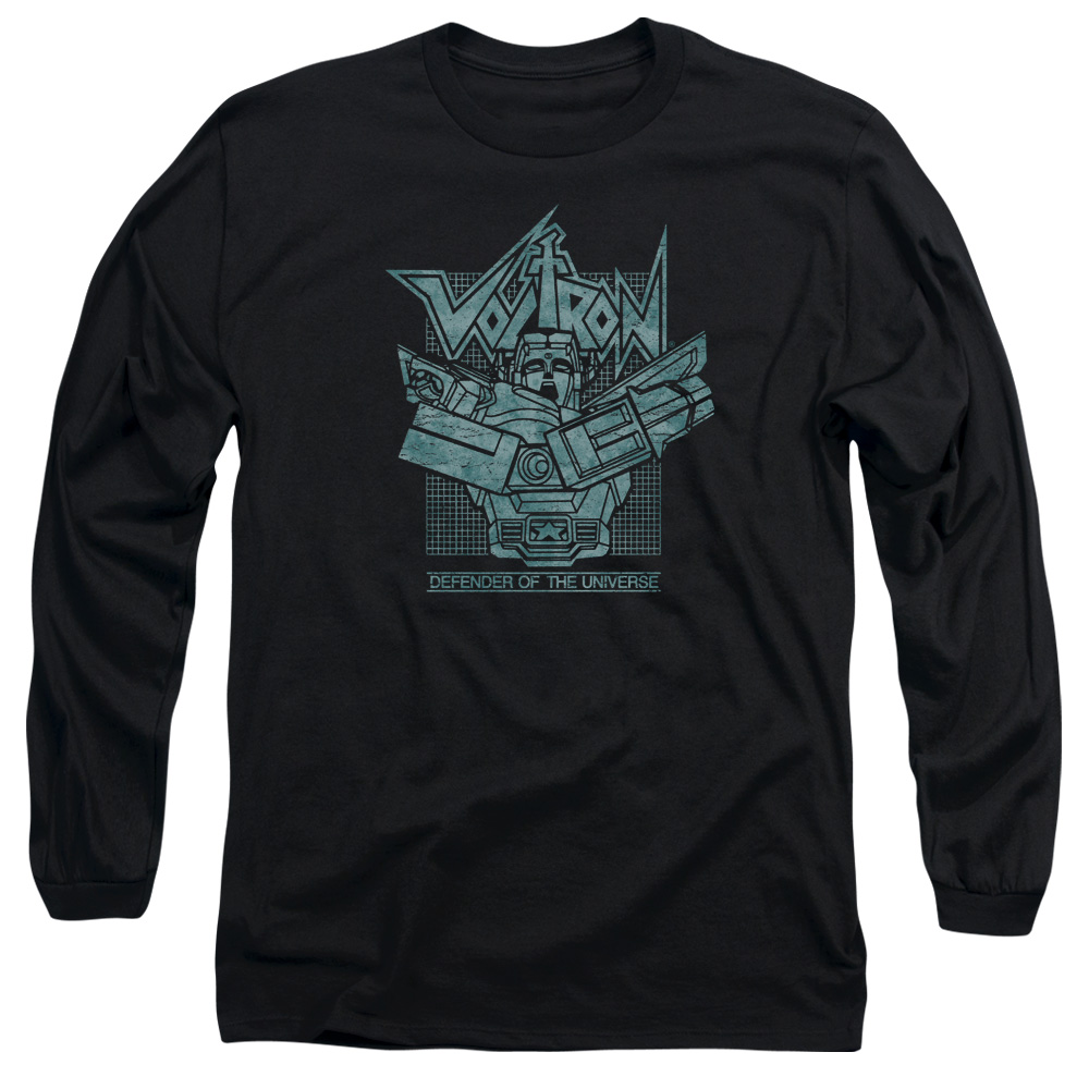 DRM258-AL-2 Voltron Defender Rough Adult Long Sleeve T-Shirt, Black - Medium
