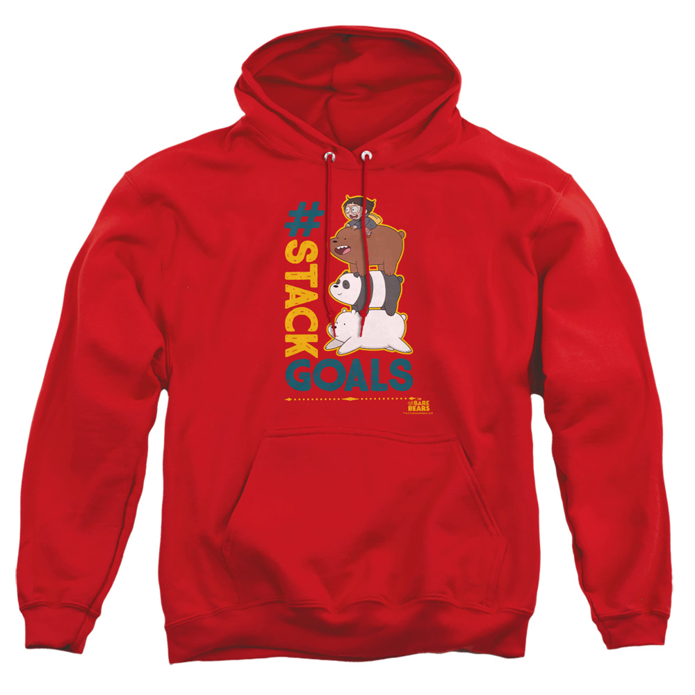 CN724-AFTH-1 We Bare Bears Stack Goals Adult Pullover Hoodie, Red - Small