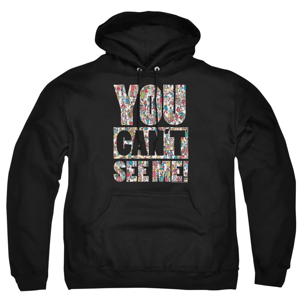 DRM367-AFTH-3 Wheres Waldo See Me Adult Pullover Hoodie, Black - Large
