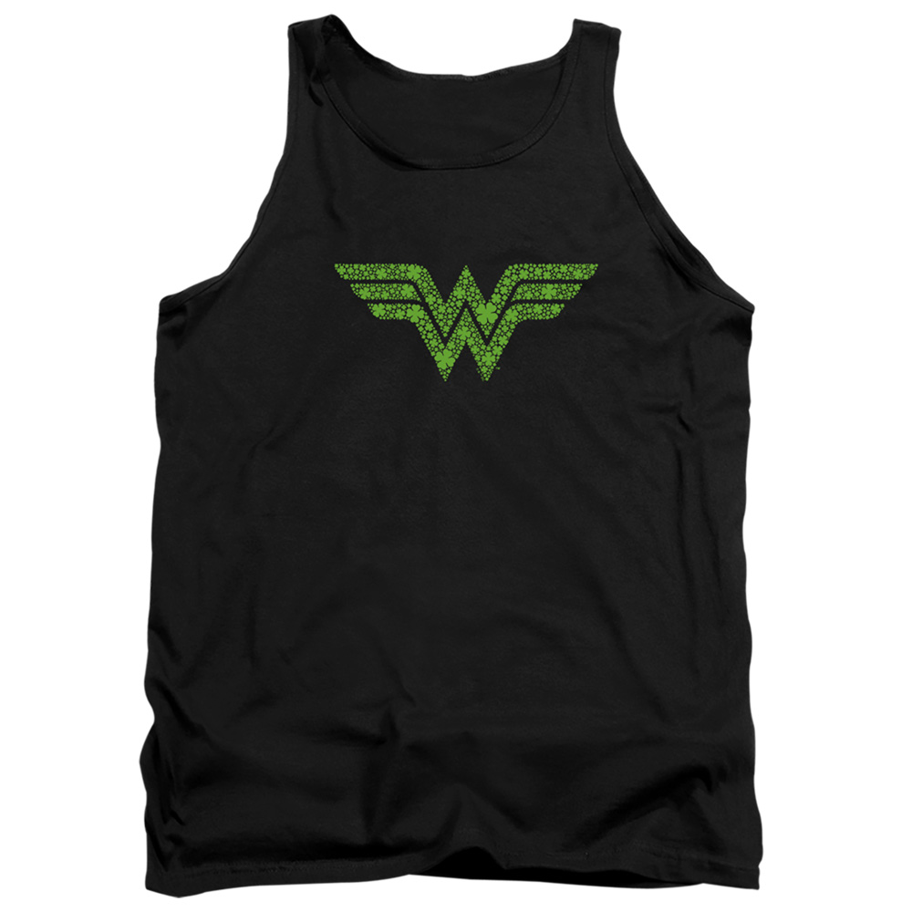 JLA10094SPD-TK-3 Wonder Woman St. Patricks Day Shamrock Logo Adult Tank Top, Black - Large