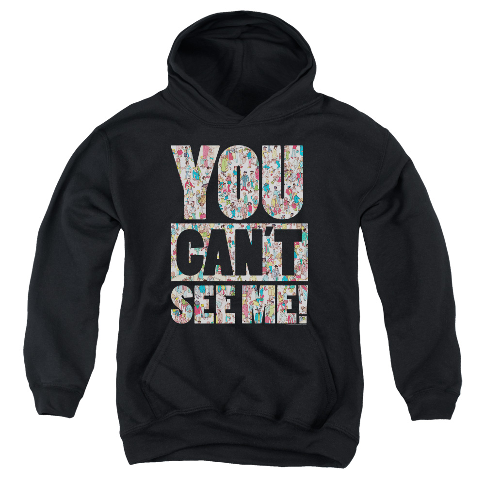 DRM367-YFTH-2 Wheres Waldo See Me Youth Hooded Sweatshirt, Black - Medium