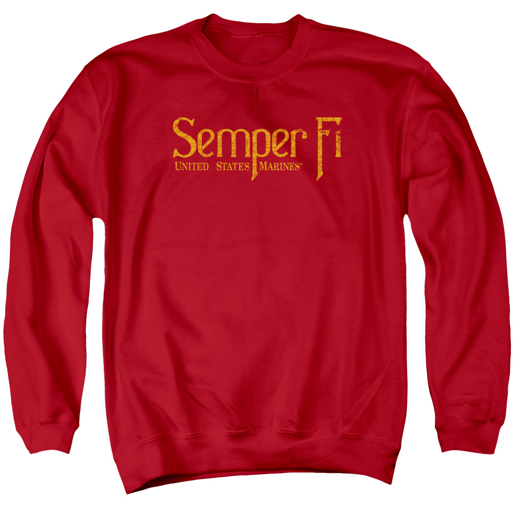USMC113-AS-2 US Marine Corps Semper Fi Adult Crewneck Sweatshirt, Red - Medium