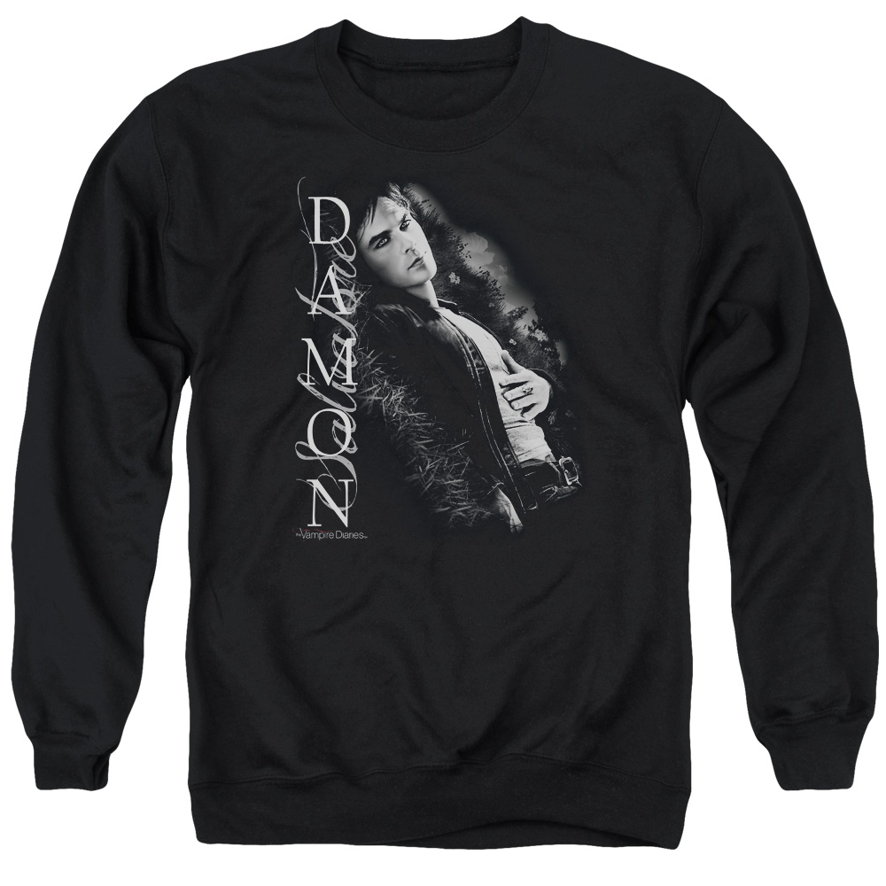 WBT452-AS-2 Vampire Diaries Besides Me Adult Crewneck Sweatshirt, Black - Medium