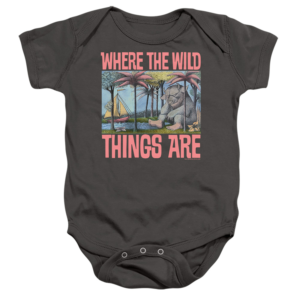 WBM808-SS-2 Where The Wild Things Are Cover Infant Snapsuit, Charcoal - Medium - 12 Month