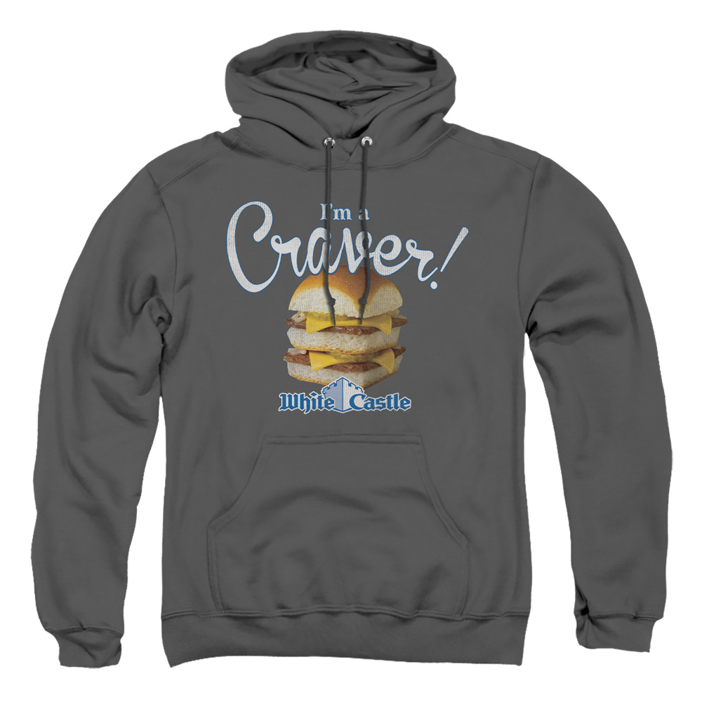 WHT108-AFTH-2 White Castle Craver Adult Pullover Hoodie, Charcoal - Medium