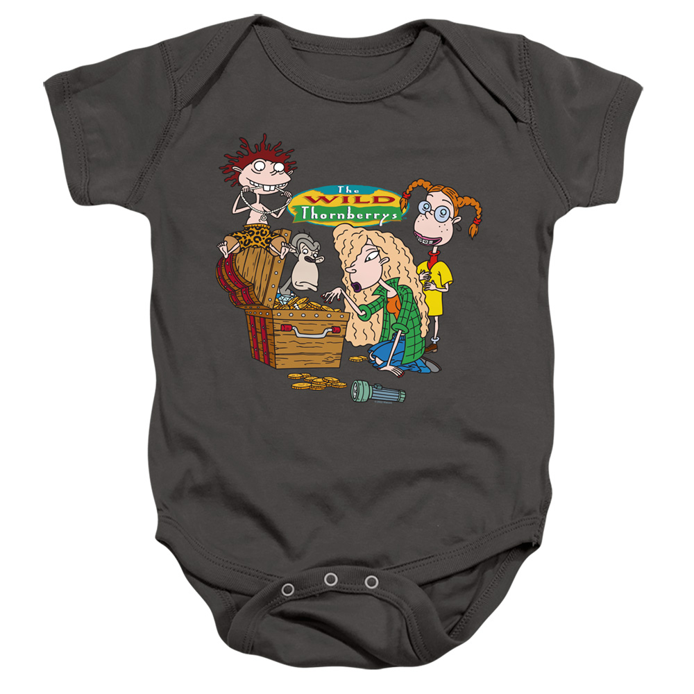 NICK512-SS-1 Wild Thornberrys Treasure Hunt Infant Snapsuit, Charcoal - Small - 6 Month
