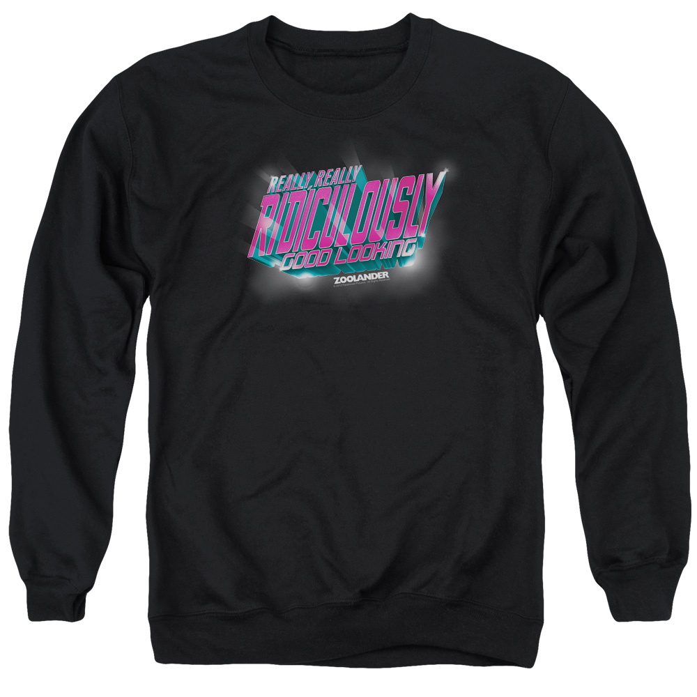 PAR251-AS-4 Zoolander Ridiculously Good Looking Adult Crewneck Sweatshirt, Black - Extra Large