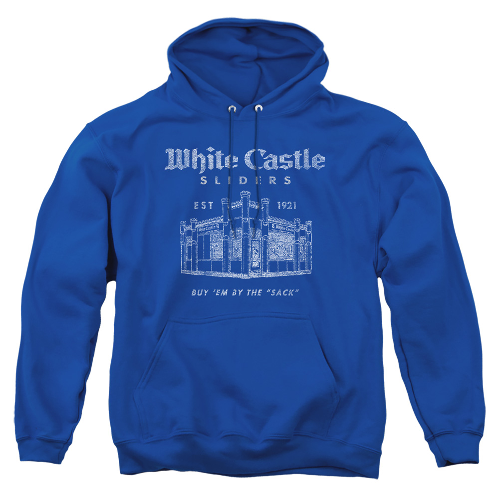 WHT101-AFTH-2 White Castle By The Sack Adult Pullover Hoodie, Royal - Medium