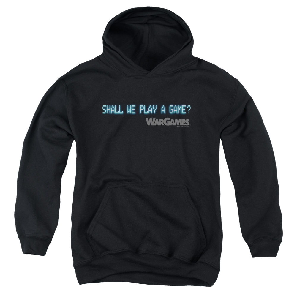 MGM304-YFTH-2 Wargames Shall We Youth Hooded Sweatshirt, Black - Medium