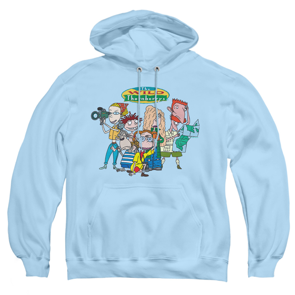 NICK507-AFTH-5 Wild Thornberrys Ready for Action Adult Pullover Hoodie, Light Blue - 2X