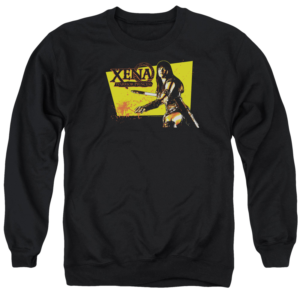 NBC346-AS-2 Xena Cut Up Adult Crewneck Sweatshirt, Black - Medium