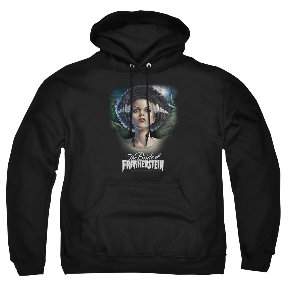 UNI2288-AFTH-6 Universal Monsters The Bride Head Adult Pullover Hoodie, Black - 3X