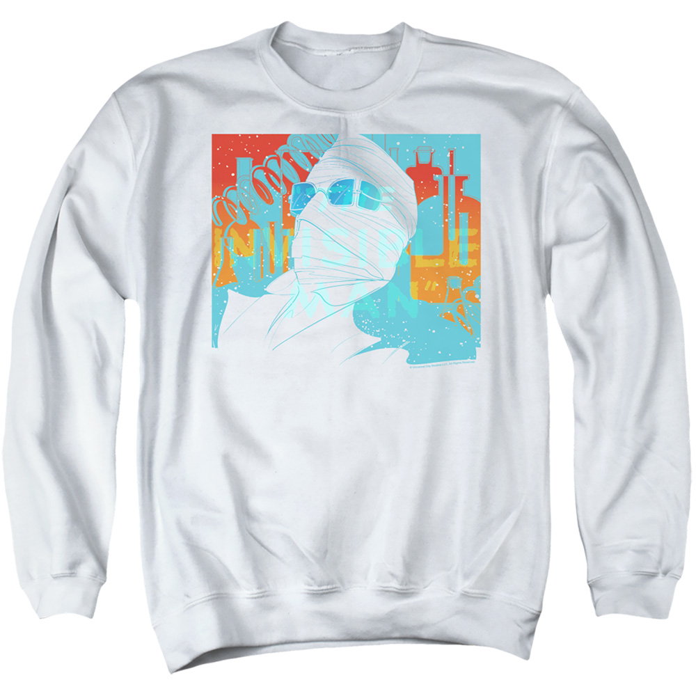 UNI1362-AS-4 Universal Monsters Wrapped Up Adult Crewneck Sweatshirt, White - Extra Large
