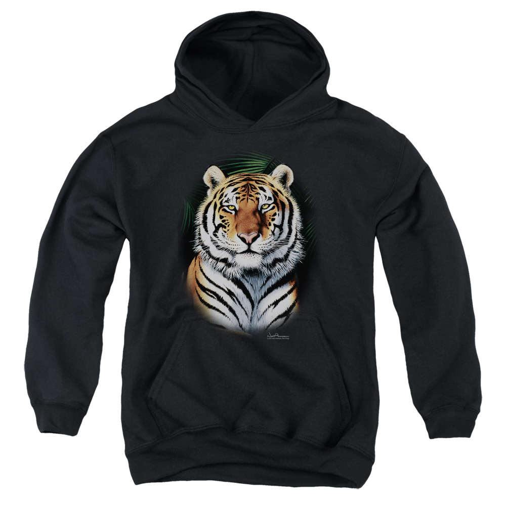 WW175-YFTH-2 Wildlife Jungle Fire Youth Hooded Sweatshirt, Black - Medium