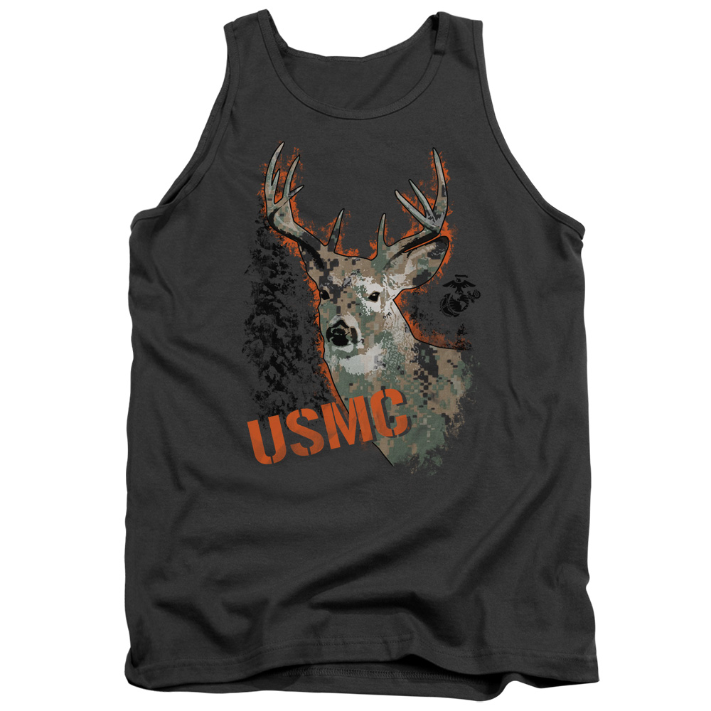 USMC103-TK-2 US Marine Corps Marine Deer Adult Tank Top, Charcoal - Medium