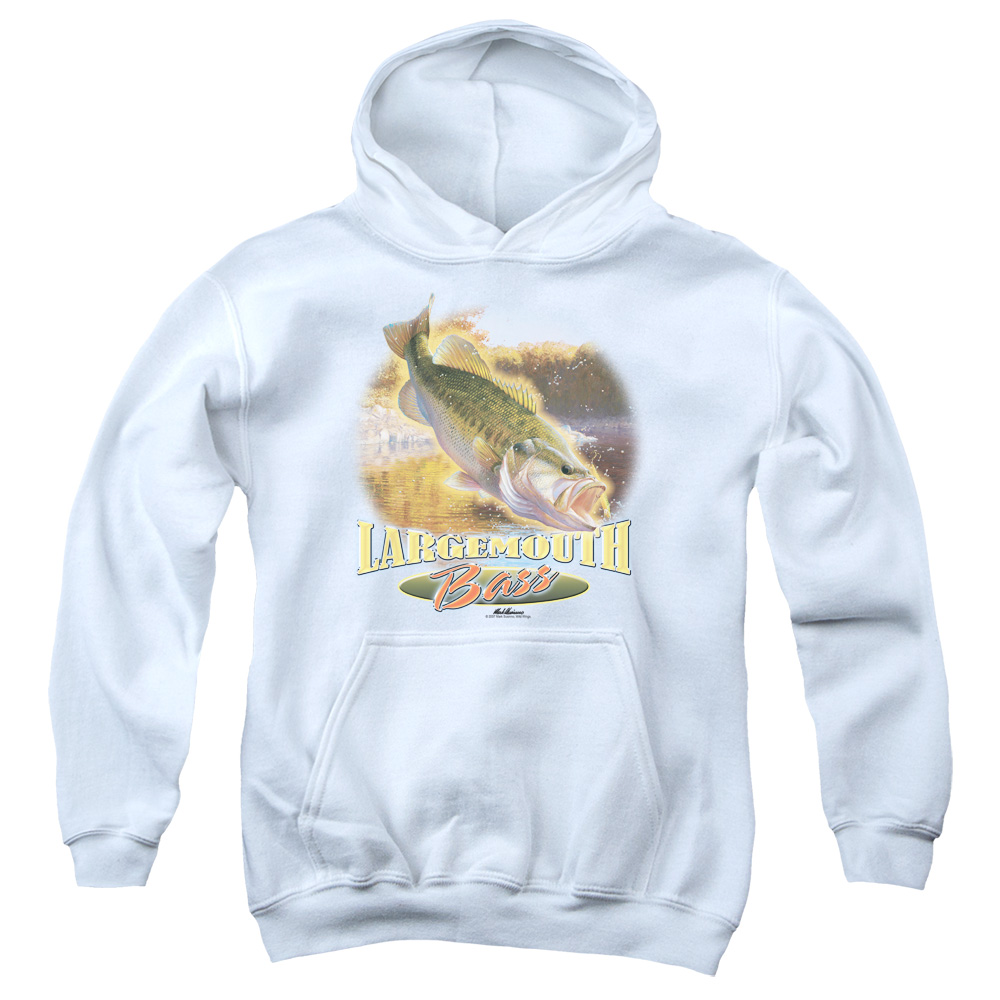 WW163-YFTH-2 Wildlife Cartwheeling Youth Hooded Sweatshirt, White - Medium