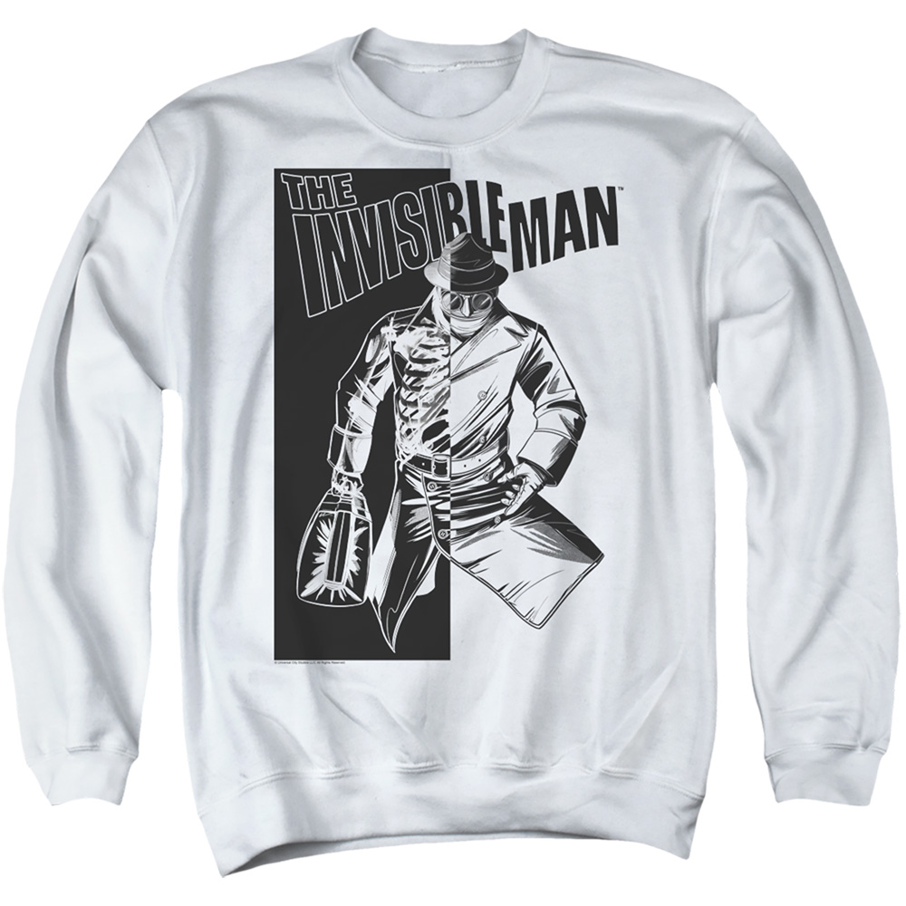 UNI1361-AS-2 Universal Monsters Who I Am Adult Crewneck Sweatshirt, White - Medium