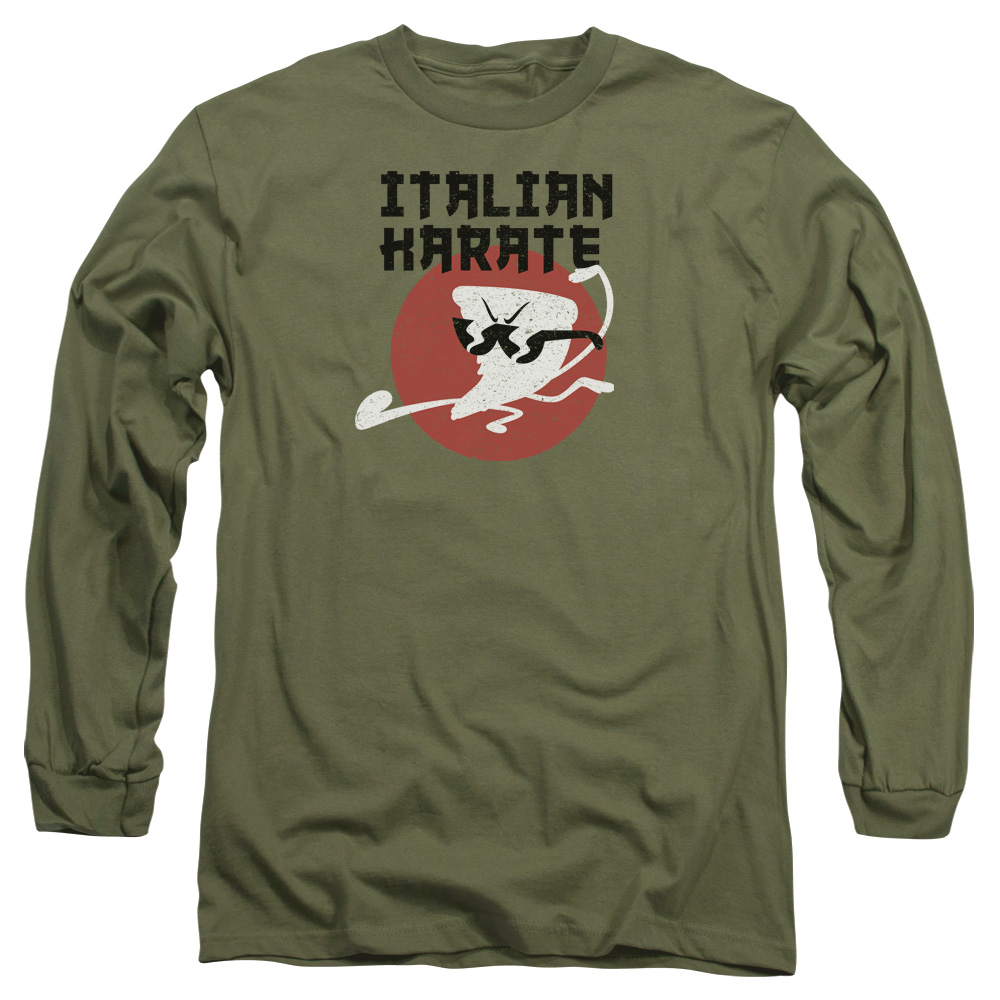 CN450-AL-4 Uncle Grandpa Italian Karate Adult Long Sleeve T-Shirt, Military Green - Extra Large