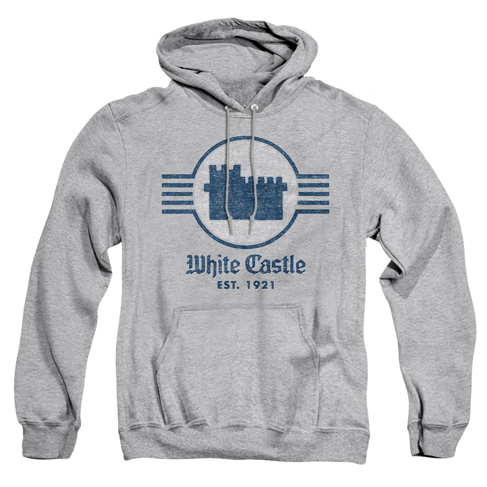 WHT132-AFTH-4 White Castle Emblem Adult Pullover Hoodie, Athletic Heather - Extra Large