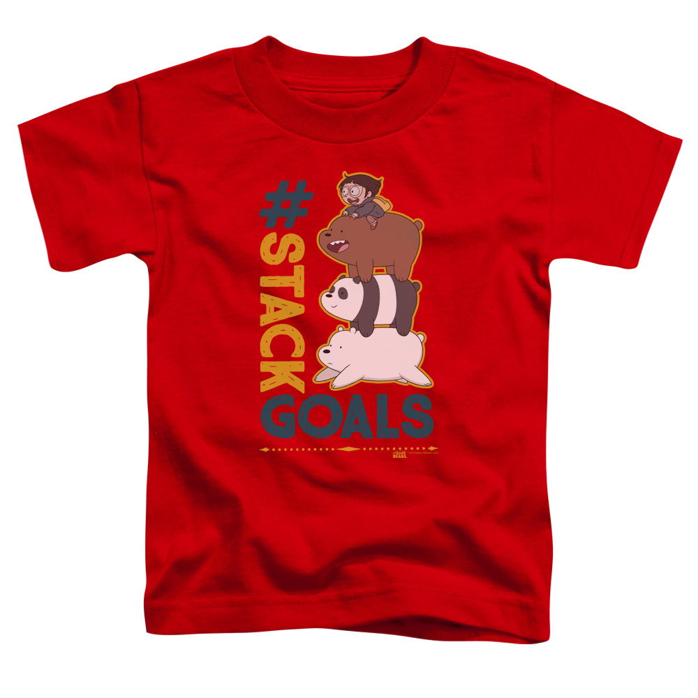 CN724-TT-2 We Bare Bears Stack Goals Toddler Short Sleeve T-Shirt, Red - Medium 3T