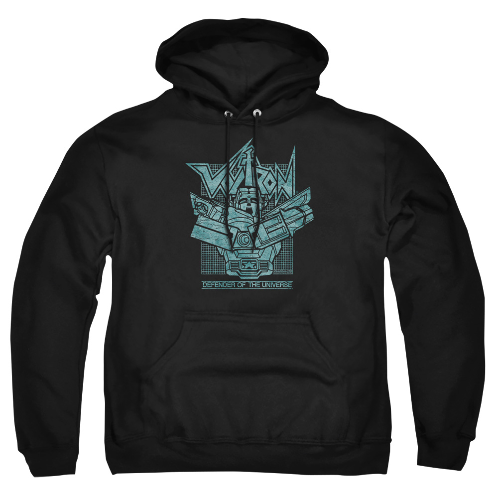 DRM258-AFTH-7 Voltron Defender Rough Adult Pullover Hoodie, Black - 4X