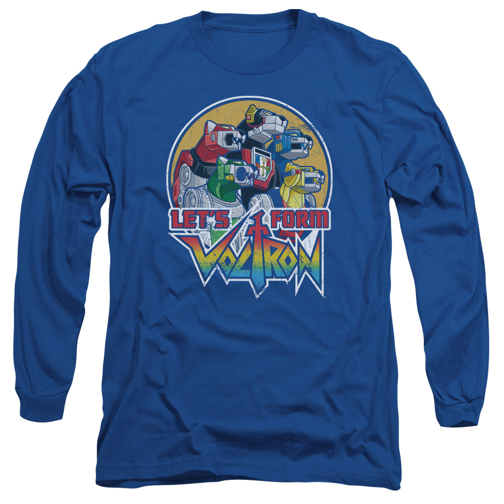 DRM253-AL-2 Voltron Lets Form Adult Long Sleeve T-Shirt, Royal - Medium
