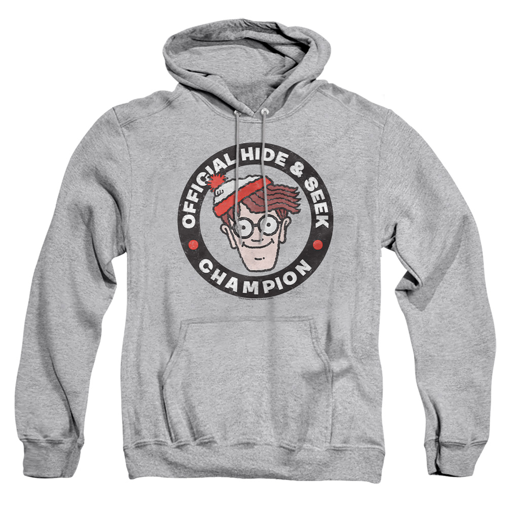 DRM353-AFTH-1 Wheres Waldo Champion Adult Pullover Hoodie, Athletic Heather - Small