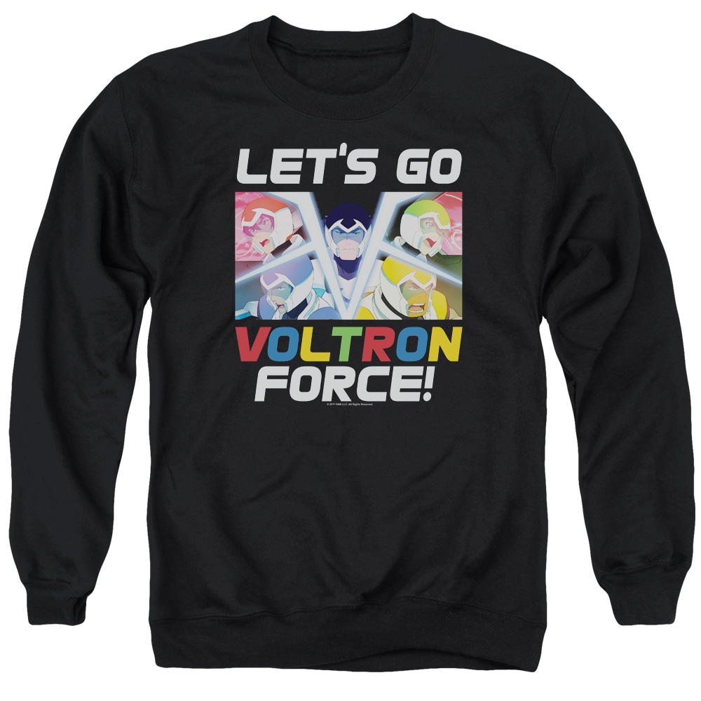 DRM327-AS-1 Voltron Lets Go Adult Crewneck Sweatshirt, Black - Small