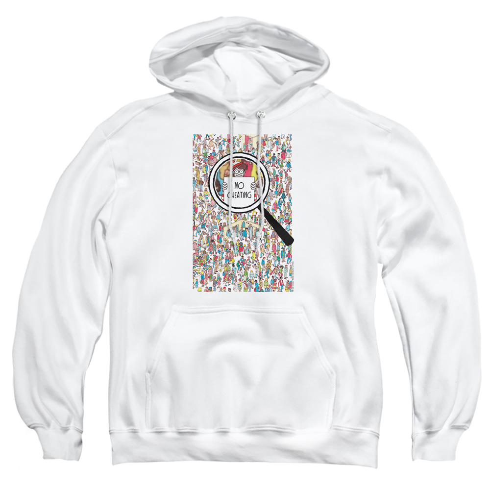 DRM351-AFTH-3 Wheres Waldo No Cheating Adult Pullover Hoodie, White - Large