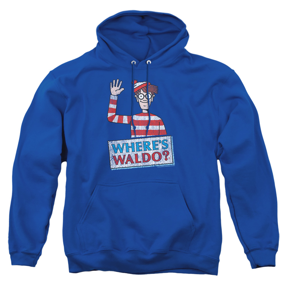 DRM373-AFTH-4 Wheres Waldo Wave Adult Pullover Hoodie, Royal - Extra Large